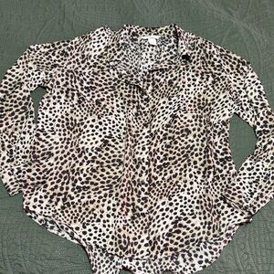 H&M Black and Cream Animal Print Blouse